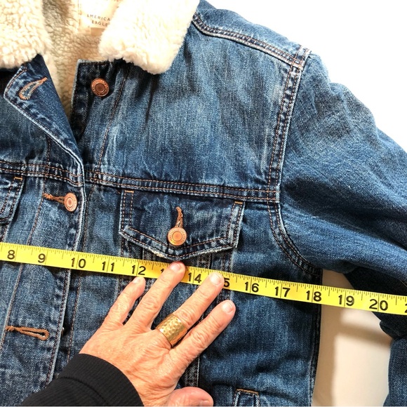 American Eagle Outfitters Denim Jean Jacket Cozy Sherpa Fleece Lining, Women’s M - Picture 12 of 16